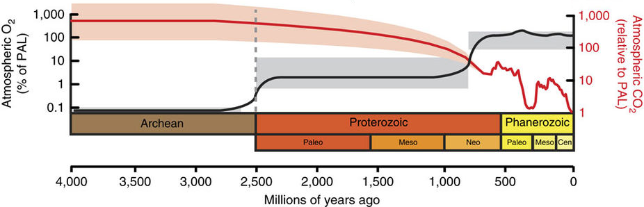 Prehistoric CO2 and O2 levels